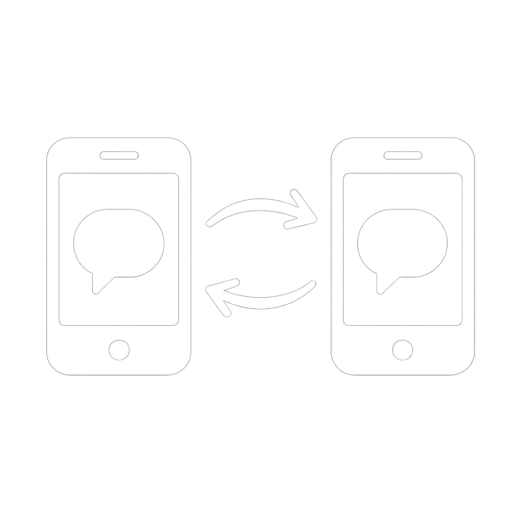 Two phones with arrows connecting them