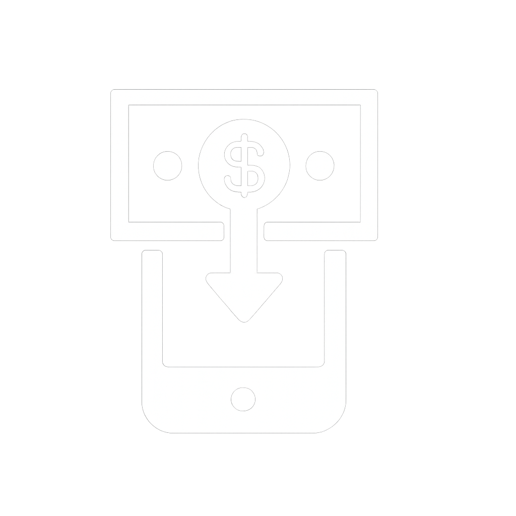 A dollar bill flowing into a phone